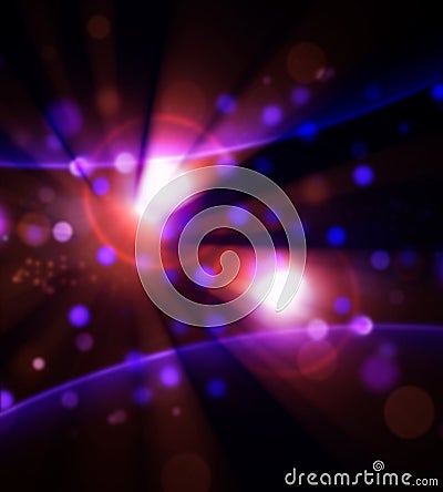 Abstract purple background, blue pink white lights, lens flare Stock Photo