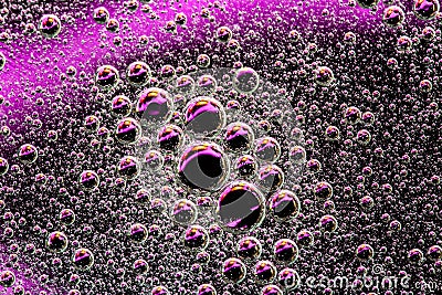 Abstract purple background with water bubbles. Macro shot of air or molecule. Cell, membrane texture background. Stock Photo