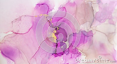 Abstract purple, blue, gold background, wallpaper. Modern art. Stock Photo