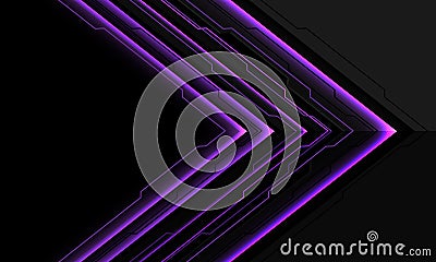 Abstract purple circuit black cyber arrow direction geometric overlap on grey blank space design modern futuristic background Vector Illustration