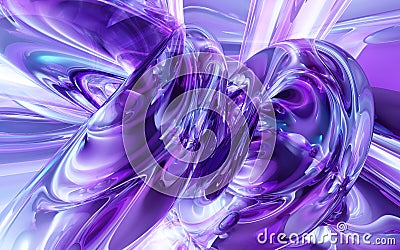 Abstract purple 3d illustration. Flowing reflections. Background Cartoon Illustration