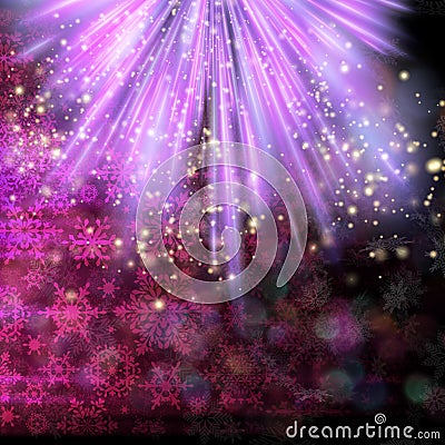 Abstract purple flash and bokeh background. EPS 10 Vector Illustration