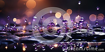 Abstract of Purple Glitter Twinkly Lights Selective Focused Background Stock Photo