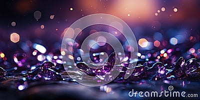 Abstract of Purple Glitter Twinkly Lights Selective Focused Background Stock Photo