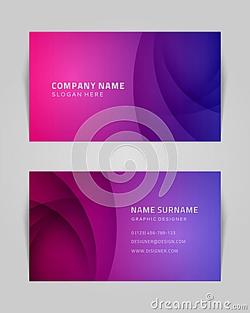 Abstract purple gradient curved wave business card template branding identification vector Vector Illustration