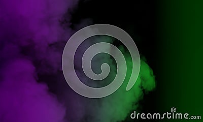 Abstract Purple and green smoke on the floor. Isolated texture overlays background. Stock Photo