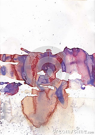 Abstract purple and ochre watercolor background Stock Photo