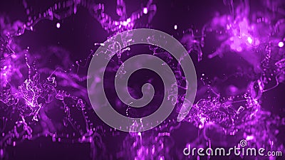 Abstract Purple Shine Blurry Focus Fractal Random Turbulence Dots And Lines Particle Neural Network Stock Photo