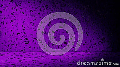 abstract purple terrazzo studio backdrop for product displayed in mystery theme. violet stone texture for background pattern. Stock Photo