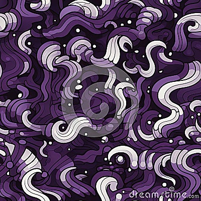 Abstract purple and white pattern with swirling circles and wavy lines (tiled) Stock Photo