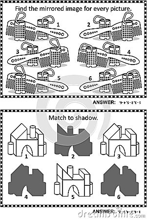 Abstract puzzles or riddles for adults activity sheet Vector Illustration