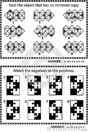 Abstract puzzles or riddles for adults activity sheet Vector Illustration