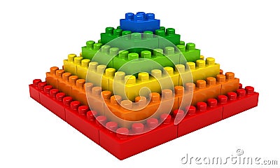 Abstract pyramid from plastic building blocks Stock Photo