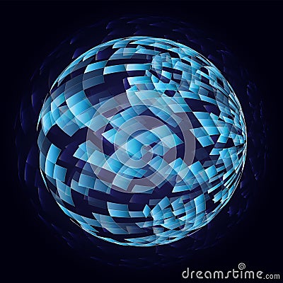 Abstract quads polygonal crystal glass shatter sphere Vector Illustration