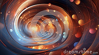 Abstract quantum tunneling portrayed with imaginative and captivating visuals, AI Generated Cartoon Illustration