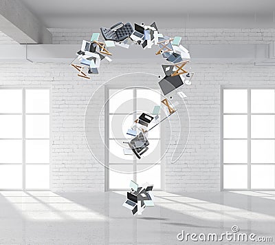 Abstract question mark in interior Stock Photo