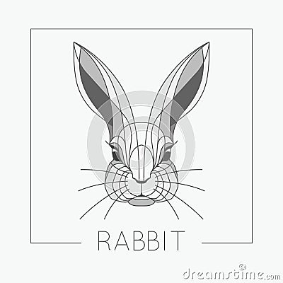 Abstract rabbit bunny head emblem icon design with elegant line shapes style Vector Illustration