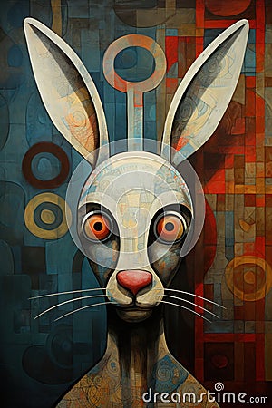Abstract rabbit painting in the style of pablo picasso. Animals. Illustration, Generative AI Stock Photo