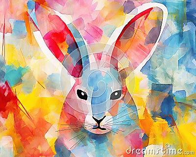 an abstract rabbit pnting in the style of pablo picasso. Stock Photo