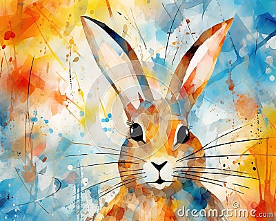 an abstract rabbit pnting in the style of pablo picasso. Stock Photo