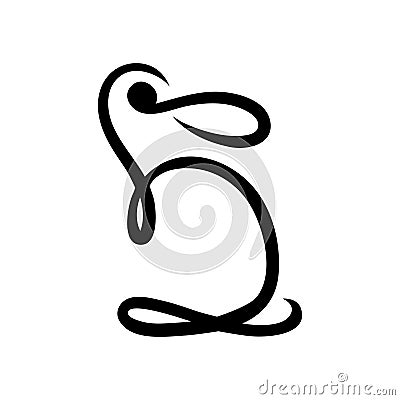 Abstract rabbit symbol, icon on white background. Vector Illustration