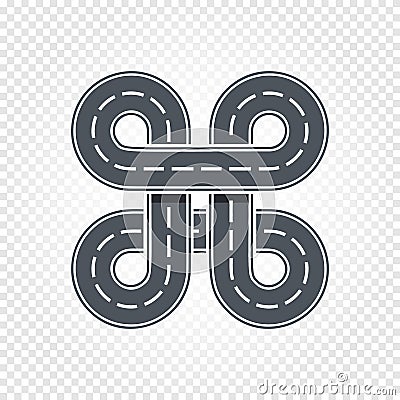 Abstract race symbol, Isolated road, lane logo. Cartoon higway vector illustration. Vector Illustration