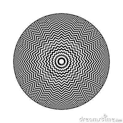 Abstract Radial Circular Concentric Zig Zag Lines Pattern Vector Illustration