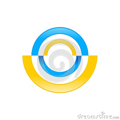 Abstract Radial Half Disc Blue Yellow Symbol Logo Design Vector Illustration