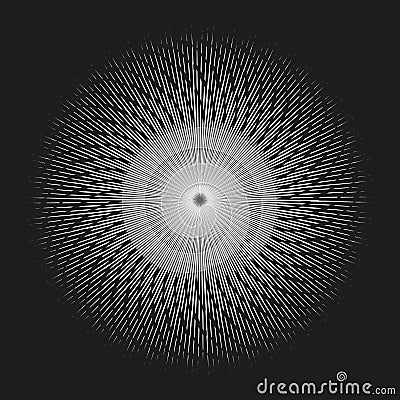 Abstract radial lines. Geometric burst effect. Optical illusion pattern. Circular starburst vector. Vector Illustration