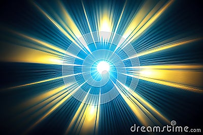 abstract radial yellow and blue speed lines. Generative AI Stock Photo