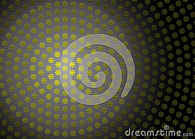 Abstract Radial Yellow Geometric Floral Texture in Dark Background Stock Photo