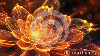 Abstract Radiance Golden Flowers in Auric Harmonious Patterns Stock Photo