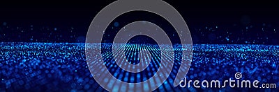 Abstract radiant mesh background. Glow of futuristic sound particles. Flow digital structure. 3D rendering Stock Photo