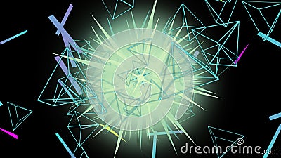 Abstract radiation of various particles in infinite space. Flight in endless space. Contemporary stage design. Seamless 3d render Stock Photo