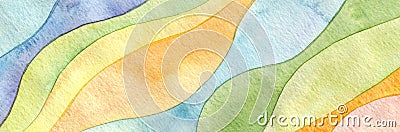 Abstract rainbow acrylic and watercolor wave painting background. Texture paper. Horizontal long banner Stock Photo