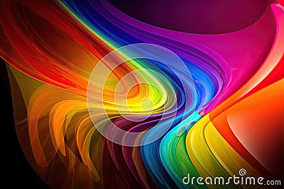 Abstract rainbow background. Multicolored waves. Generative AI Stock Photo