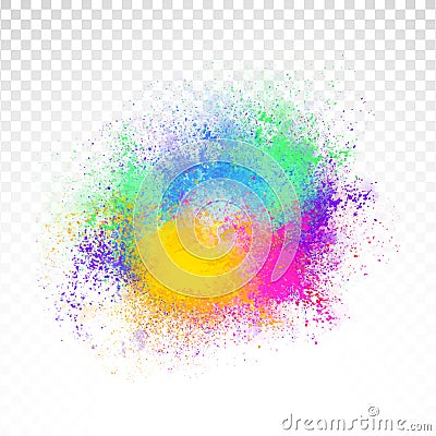 Abstract rainbow color splash on PNG background. Illustration of festival of colors with rainbow color powder Vector Illustration