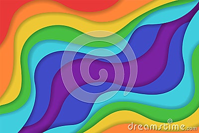 Abstract rainbow colors wavy paper cut background Vector Illustration