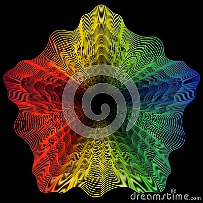 Abstract rainbow curved lines flower metamorphosis Vector Illustration