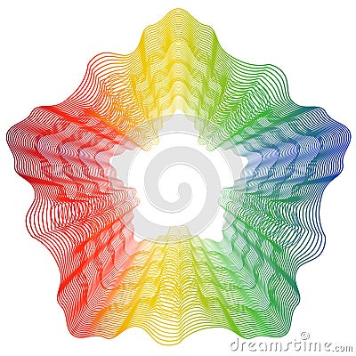 Abstract rainbow curved lines flower metamorphosis Vector Illustration