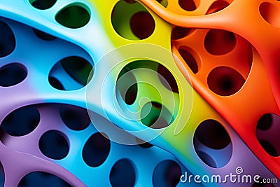 Abstract Rainbow Shapes Background with Holes Stock Photo