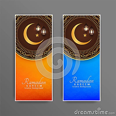 Abstract ramadan Kareem beautiful Islamic banners set Vector Illustration