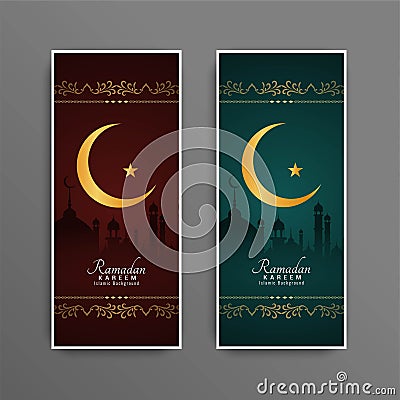 Abstract ramadan Kareem beautiful Islamic banners set Vector Illustration