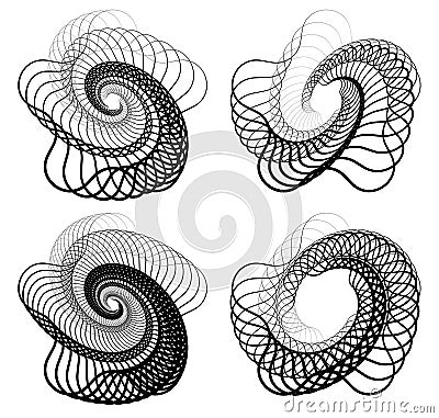 Abstract random squiggly, spirally lines. Swirling, rotating lin Vector Illustration