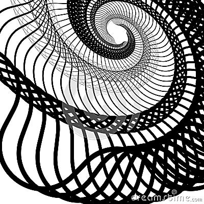 Abstract random squiggly, spirally lines. Swirling, rotating lin Vector Illustration