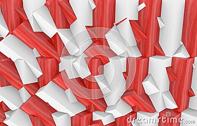 3d rendering. abstract random white and red unshapely geometric pattern design wall background Stock Photo