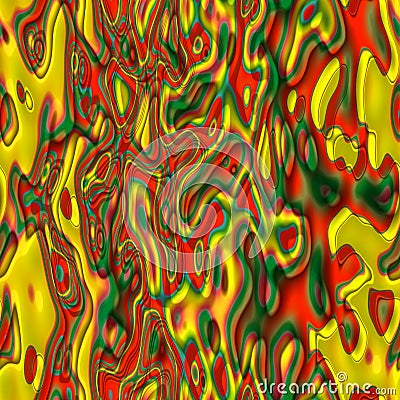 Abstract Rastafarian reggae African curved geometrical mosaic lines, Funky liquid shapes, colorful wavy vivid seamless design Stock Photo