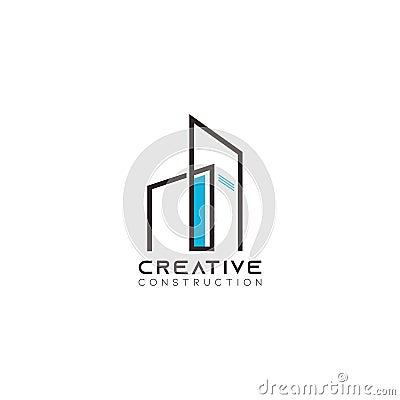 Abstract Real Estate Countryside Logo Design Template. Building Vector Silhouette for Company with simple line Vector Illustration