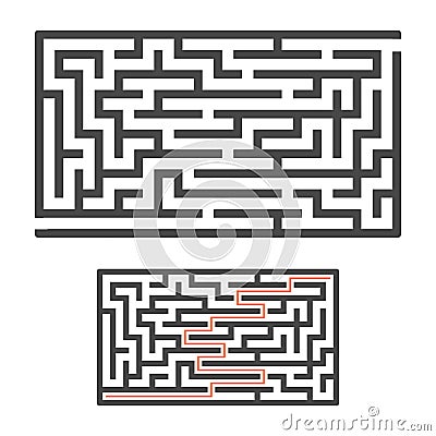 Abstract rectangular maze. Game for kids. Puzzle for children. One entrance, one exit. Labyrinth conundrum. Flat vector illustrati Vector Illustration