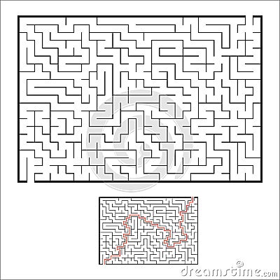 Abstract rectangular maze. Game for kids. Puzzle for children. One entrances, one exit. Labyrinth conundrum. Simple flat vector il Vector Illustration